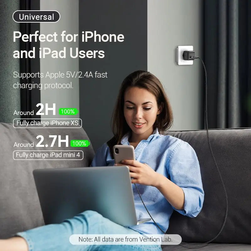 Vention 1-Port USB Wall Charger (18W) EU-Plug Black - Vention