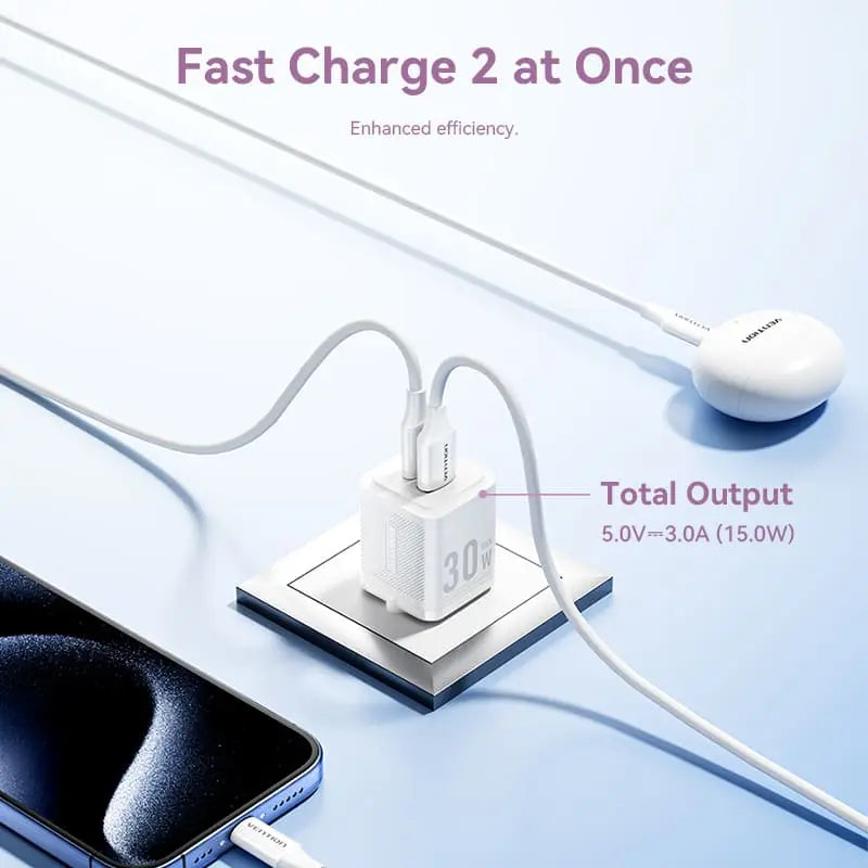 Vention 2-Port USB (C+A) GaN Charger (30W/30W) EU-Plug - Vention
