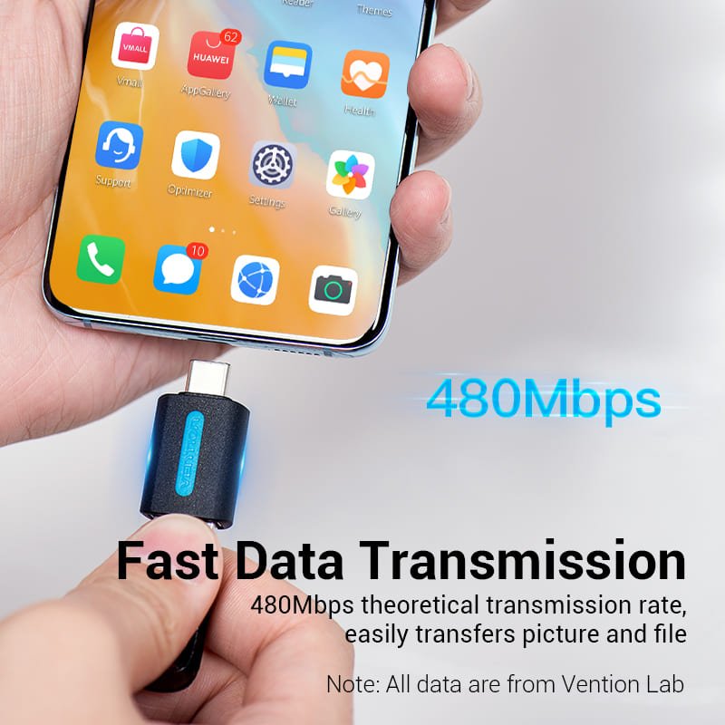 Vention USB-C Male to USB 2.0 Female OTG Adapter Black PVC Type - Vention