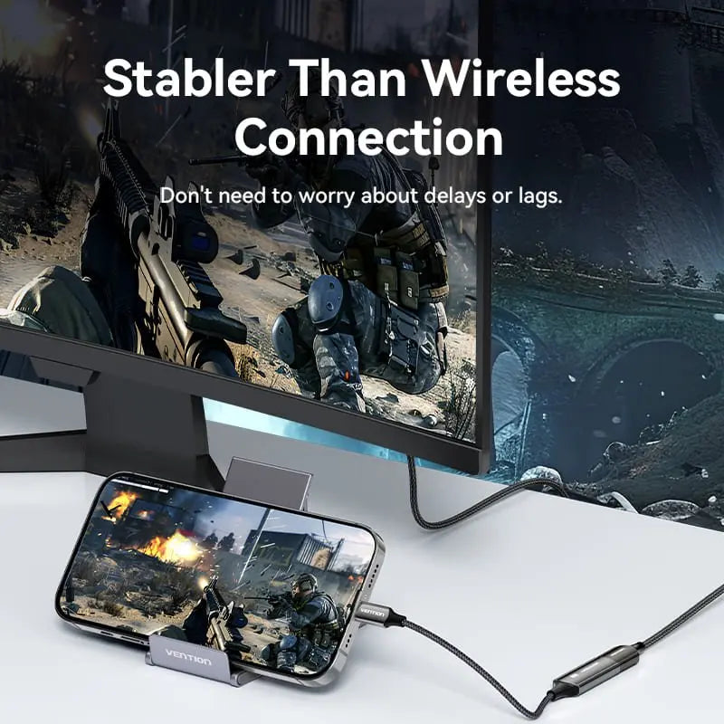 Vention Cotton Braided USB-C to DP 8K Converter 0.25M Black Zinc Alloy Type - Vention