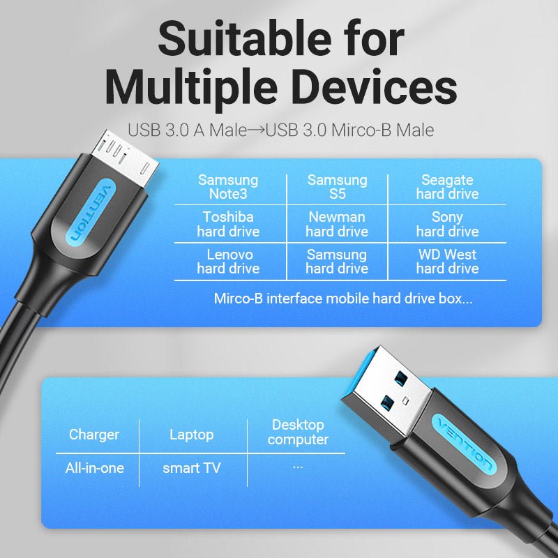 Vention USB 3.0 A Male to Micro-B Male Cable PVC Type - Vention