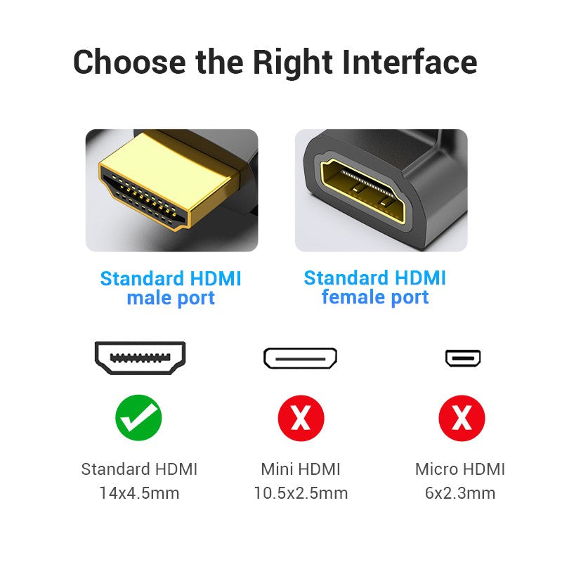 HDMI 90 Degree Male to Female Adapter Black