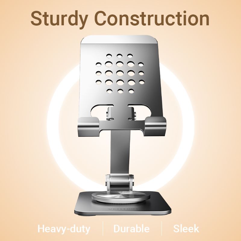 Vention Articulating Desk Phone Stand with 360° Rotatable Base Gray Aluminium Alloy Type