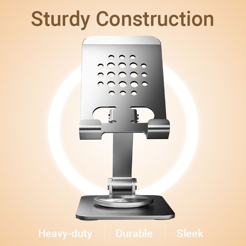 Vention Articulating Desk Phone Stand with 360° Rotatable Base Gray Aluminium Alloy Type - Vention
