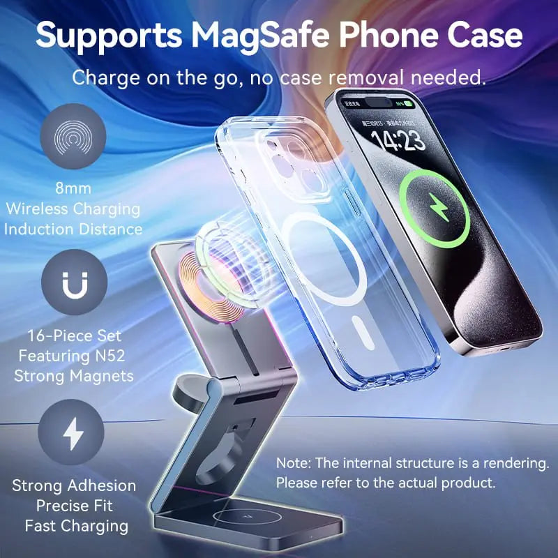 Vention 3‑in‑1 15W Wireless Charger Stand with MagSafe Gray - Vention