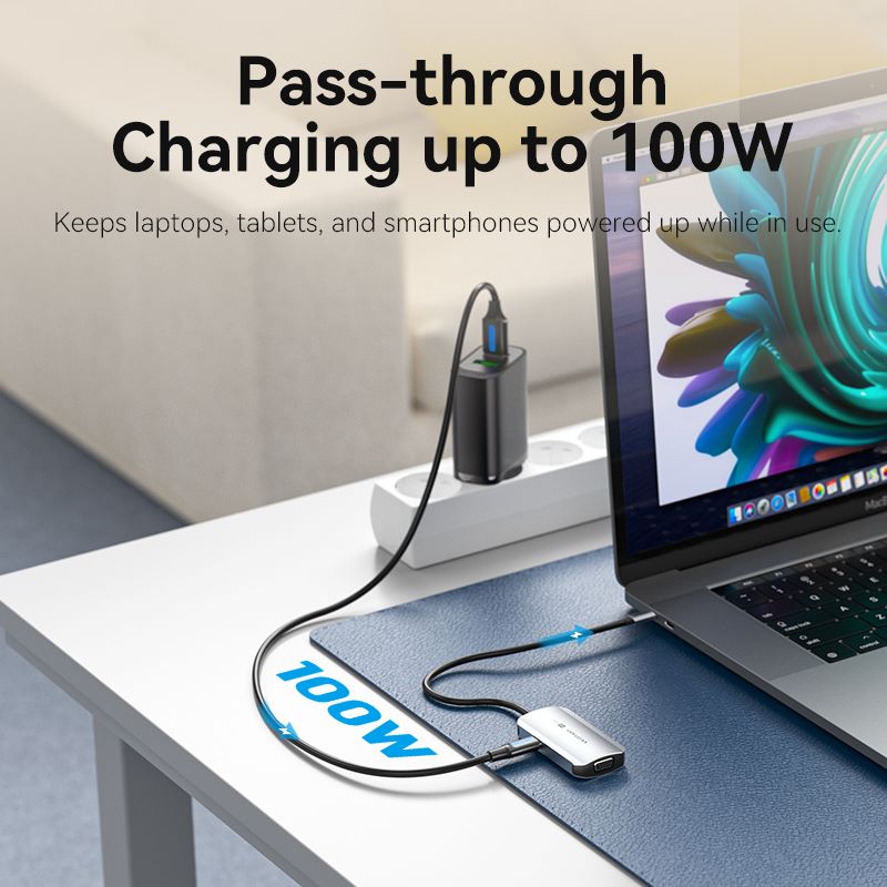 USB-C to HDMI/VGA/USB 3.0/PD Docking Station 0.15M Gray Aluminum Alloy Type