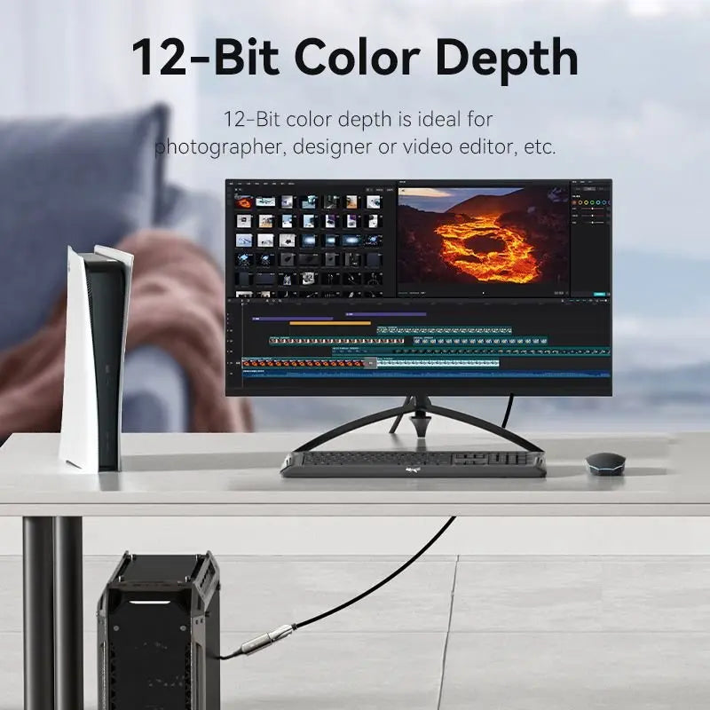 Vention Cotton Braided DP Male to HDMI™ Female 8K Converter 0.25M Black Zinc Alloy Type - Vention