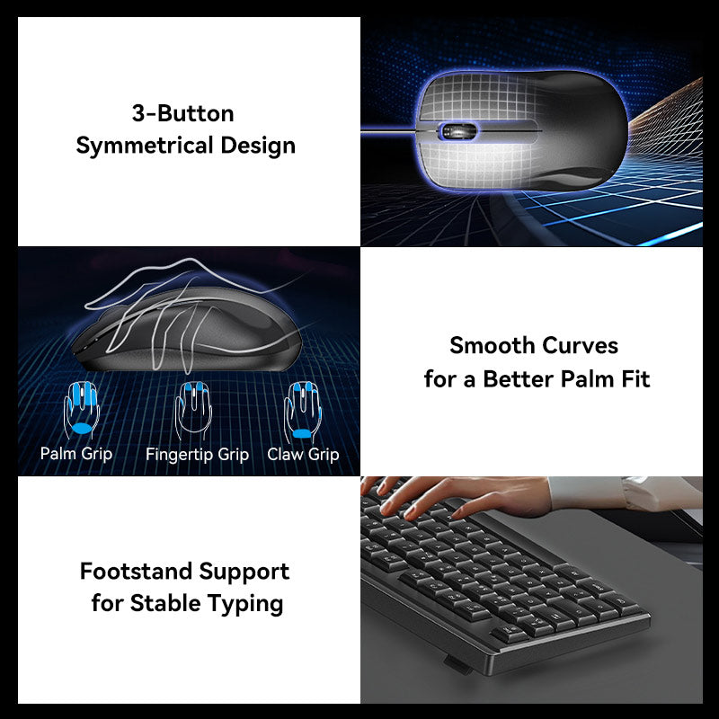 Vention USB Kablolu Tam Boyutlu Sessiz Klavye ve Fare Kombinasyonu Siyah İnce Tip - İspanyolca Düzeni