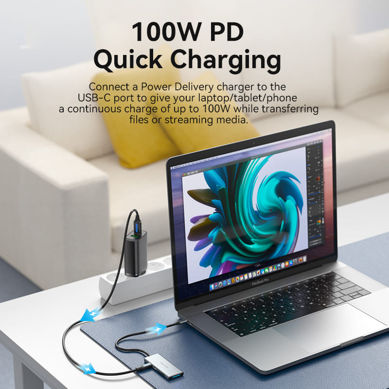 USB-C to HDMI/USB 3.0x3/SD/TF/PD Docking Station 0.15M Gray Aluminum Alloy Type