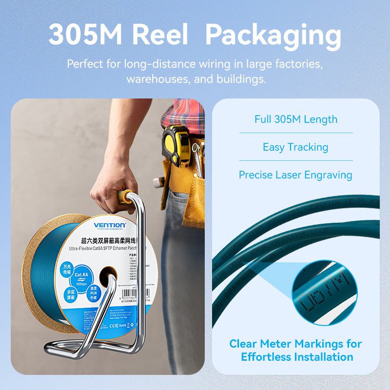 Vention Ultra-Flexible Cat6A SFTP Ethernet Patch Cable - Vention
