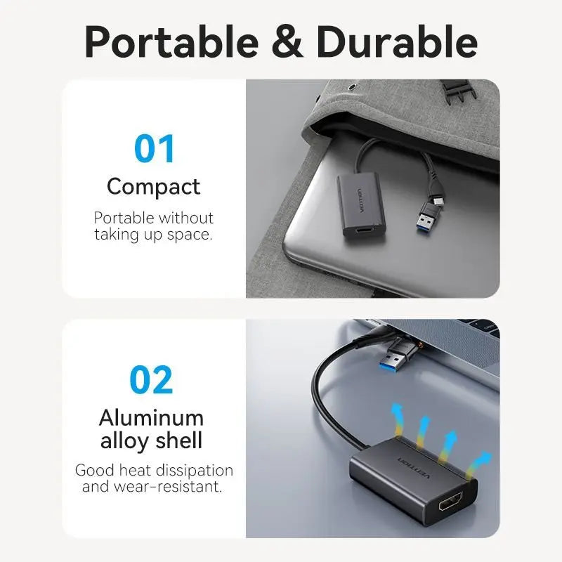 Vention USB-C + USB-A to HDMI™ Adapter 0.15M Gray Aluminium Alloy Type - Vention
