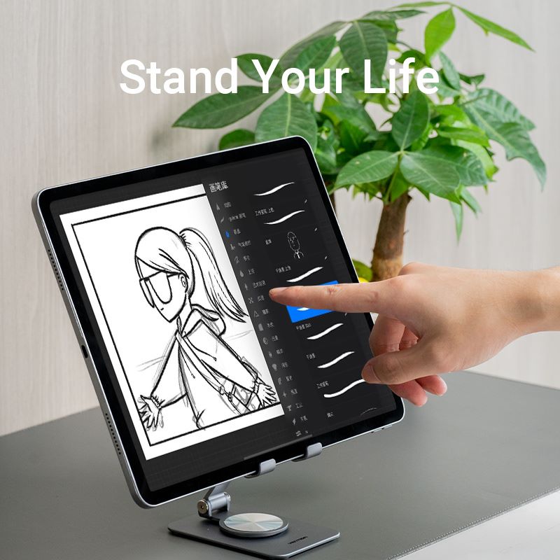 Vention Articulating Desk Phone Stand with 360° Rotatable Base Gray Aluminium Alloy Type - Vention