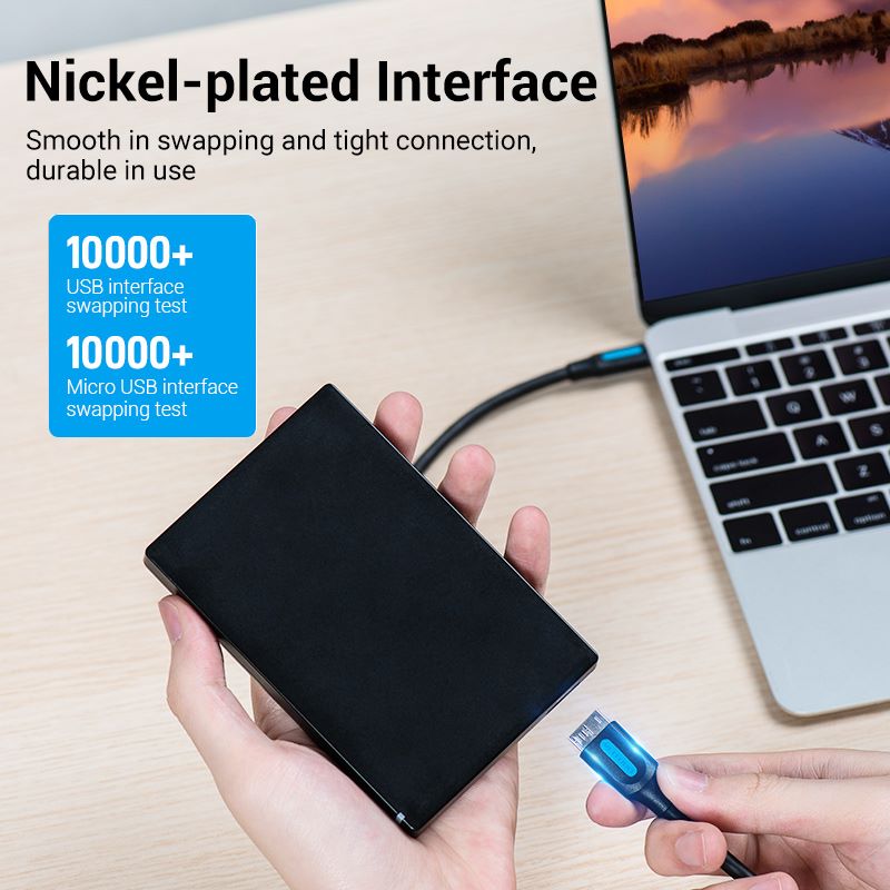 USB 3.0 C Male to Micro-B Male 2A Cable 0.5/1M Black - Vention