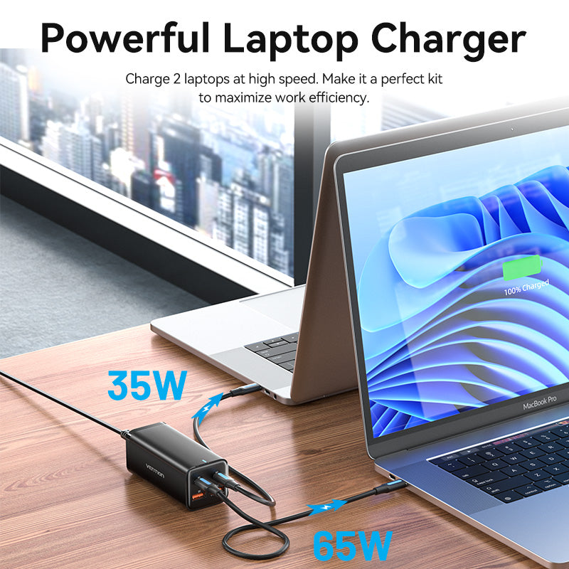 <tc>Vention</tc> Cargador GaN de 4 puertos USB (C+C+A+A) (100W/100W/18W/18W) Enchufe europeo