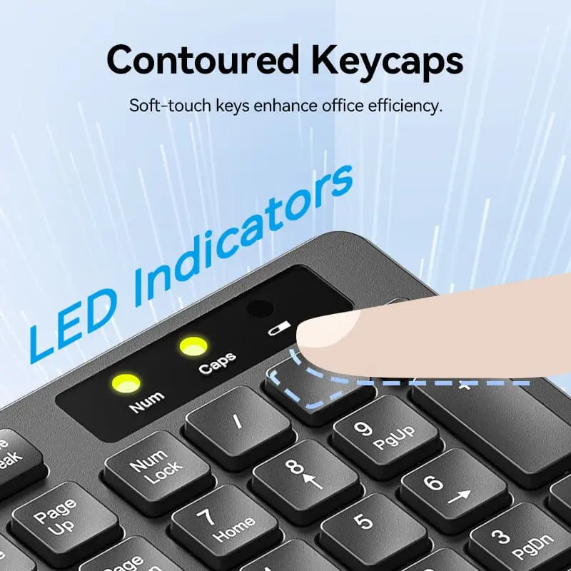 Vention Wireless Full-Sized Keyboard and Mouse Combo with Mouse Pad Black Slim Type - US English Layout - Vention