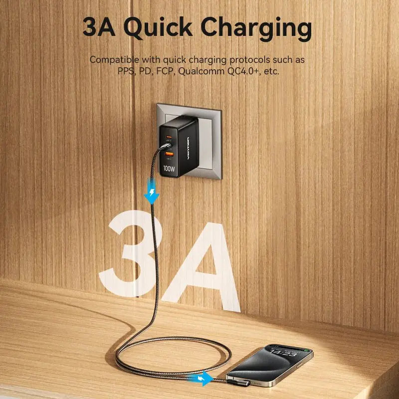 Vention USB 2.0 Type-C Male to Type-C Male Right Angle 3A Cable Aluminum Alloy Type - Vention