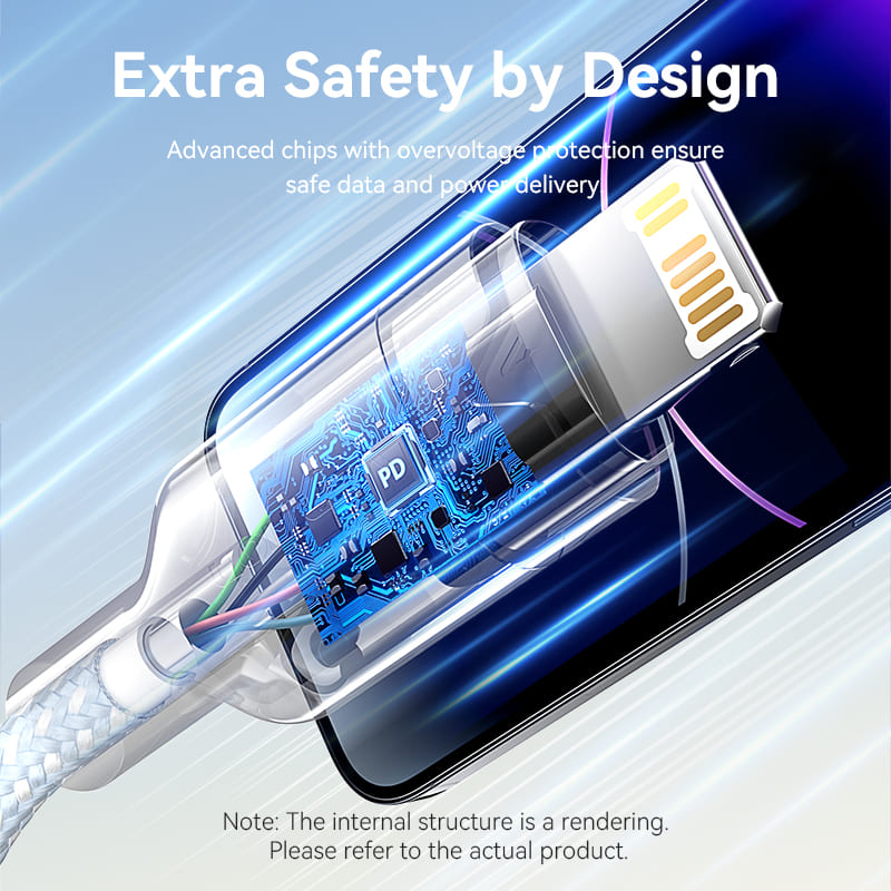 USB 2.0 Type-C Male to Lightning Male 3A Cable