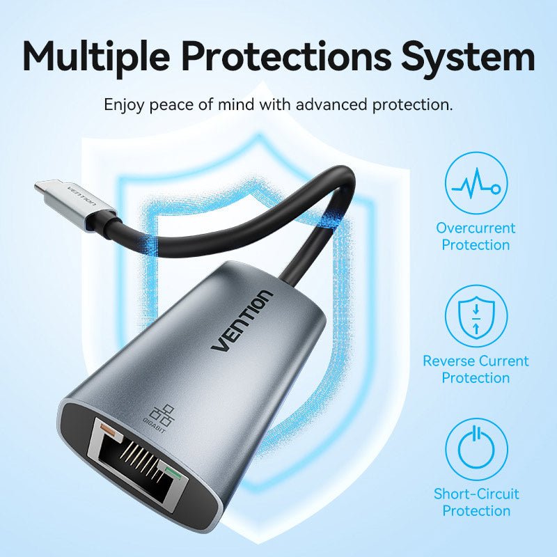 Vention USB-C to Gigabit Ethernet Adapter 0.15M Gray Aluminum Alloy Type - Vention