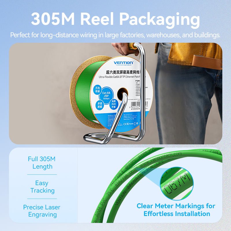 Vention Ultra-Flexible Cat6A SFTP Ethernet Patch Cable - Vention