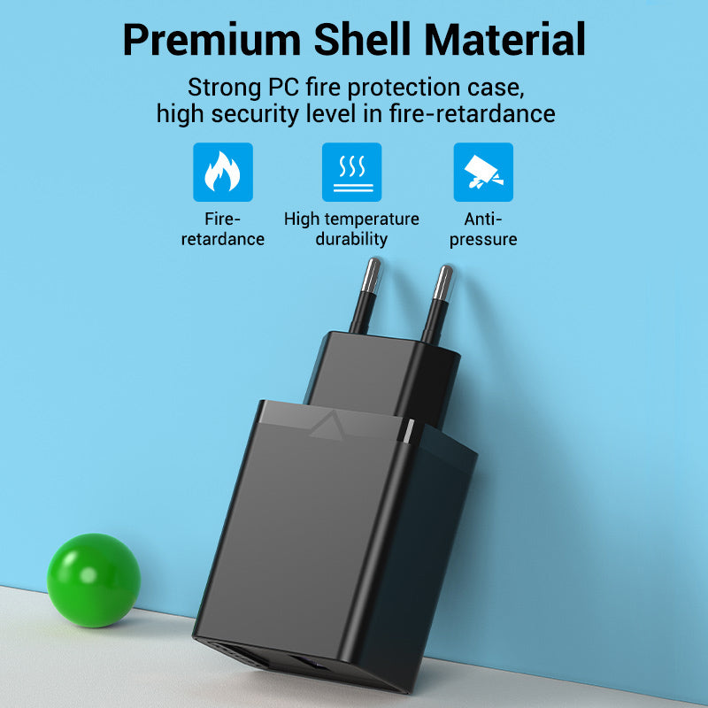 <tc>Vention</tc> 单端口 USB 壁式充电器 22.5W 欧规