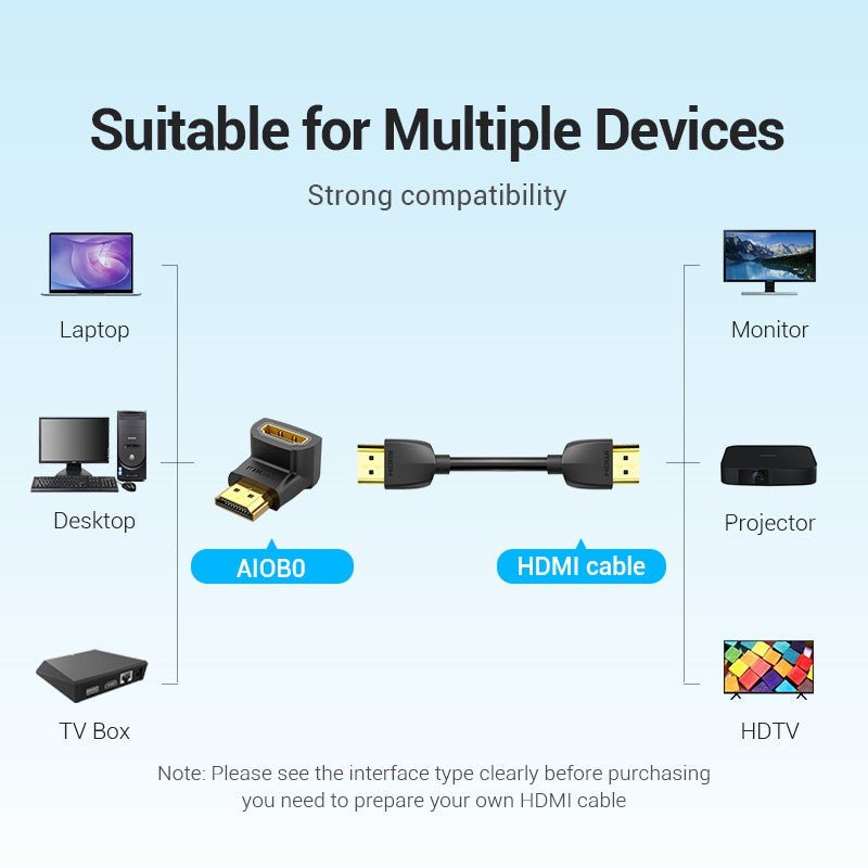 Vention HDMI™ 90 Degree Male to Female Adapter Black - Vention