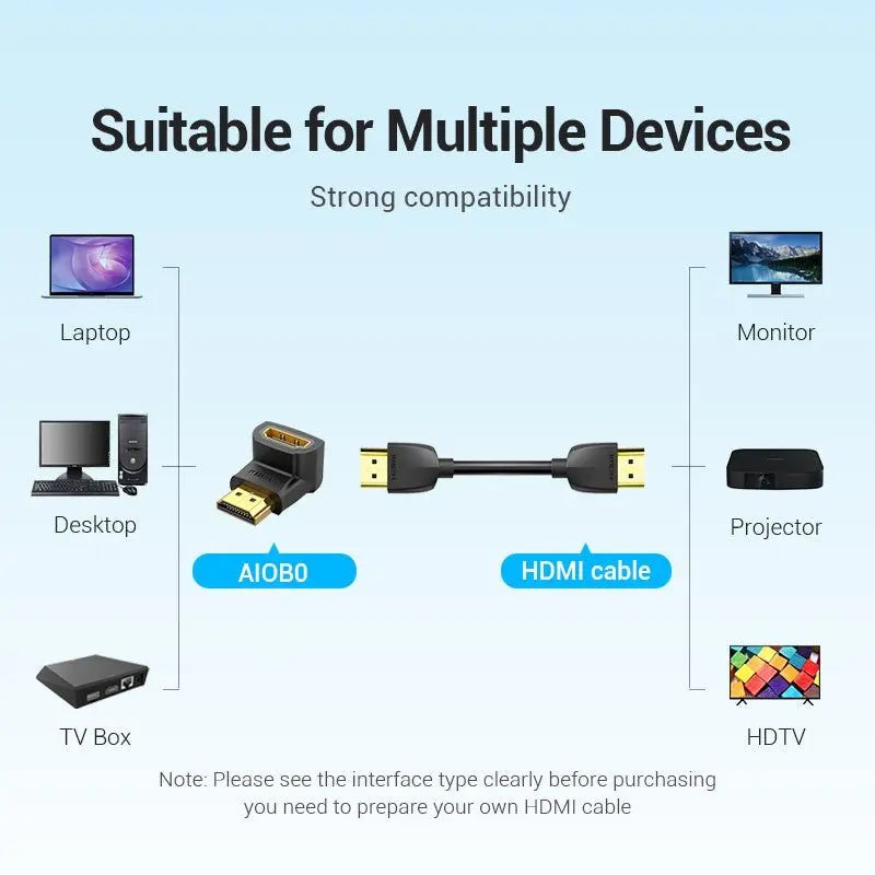 Vention HDMI™ 90 Degree Male to Female Adapter Black - Vention