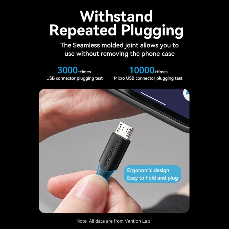 USB 2.0 A Male to Micro-B Male 2A Cable