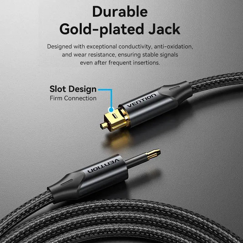 Vention Toslink to Mini Toslink Optical Audio Cable 0.5/1/1.5/2/3/5/10M Black Aluminum Alloy Type - Vention