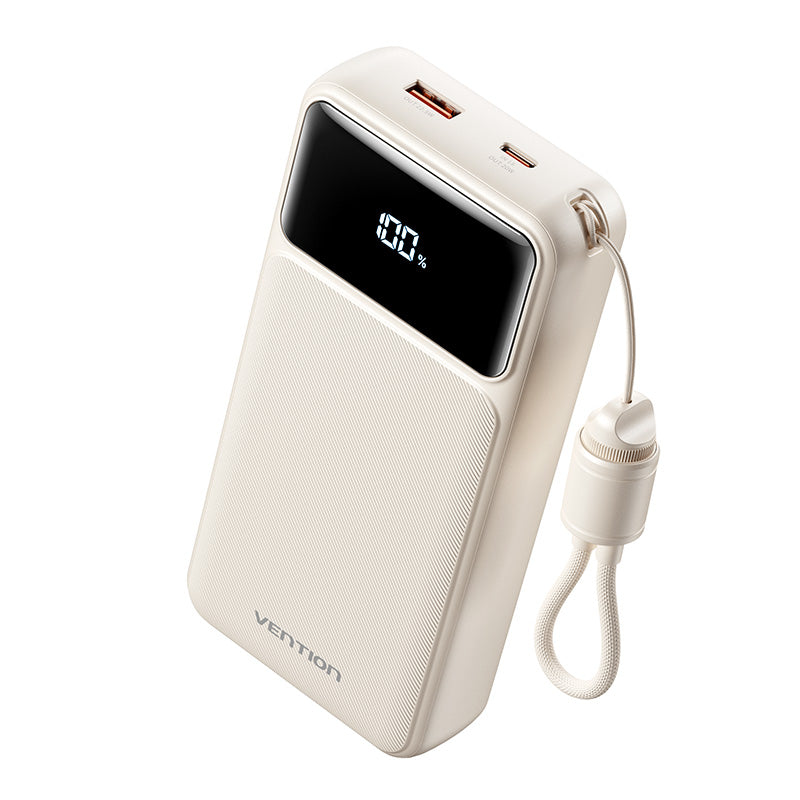 Vention 20000mAh Power Bank (USB-C + USB-A) with Built-in Cable 22.5W
