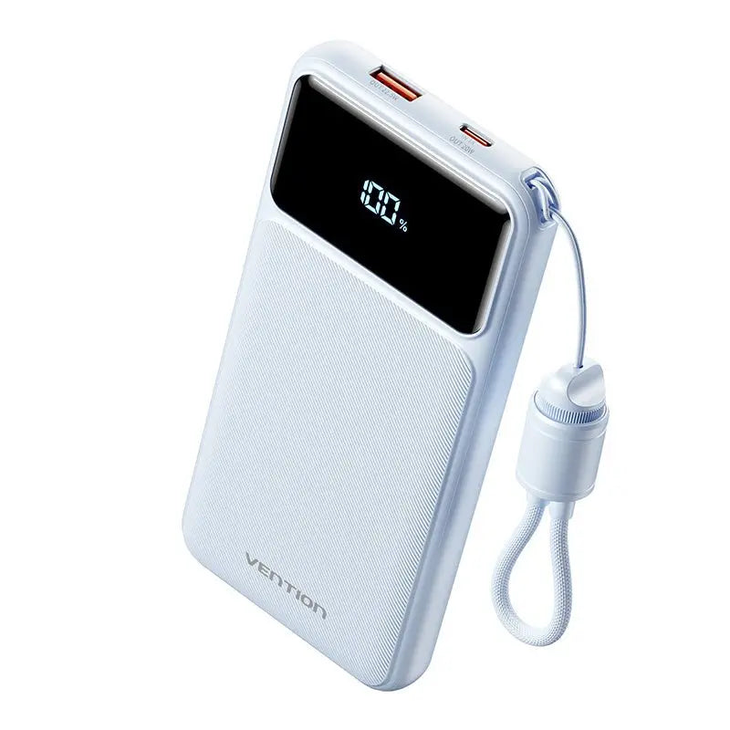Vention 10000mAh Power Bank (USB-C + USB-A) with Built-in Cable 22.5W LED Display Type - Vention