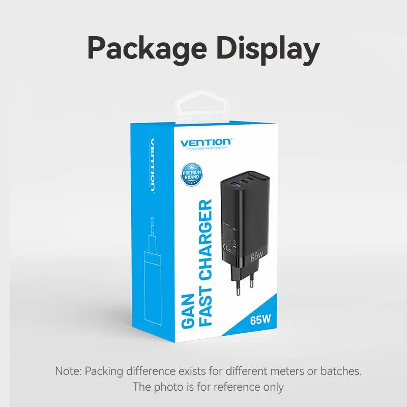 Vention 3-Port USB(C+C+A) GaN Charger(65W/30W/30W) EU-Plug - Vention