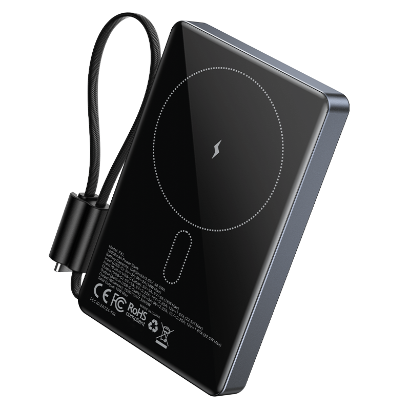 Vention Ultra-Vention Slim 10000mAh Magnetic Wireless Power Bank (USB-C + USB-C) 15W Gray TFT Display Type