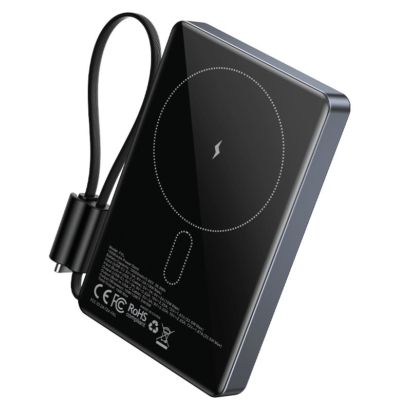 Vention Ultra-Vention Slim 10000mAh Magnetic Wireless Power Bank (USB-C + USB-C) 15W Gray TFT Display Type - Vention