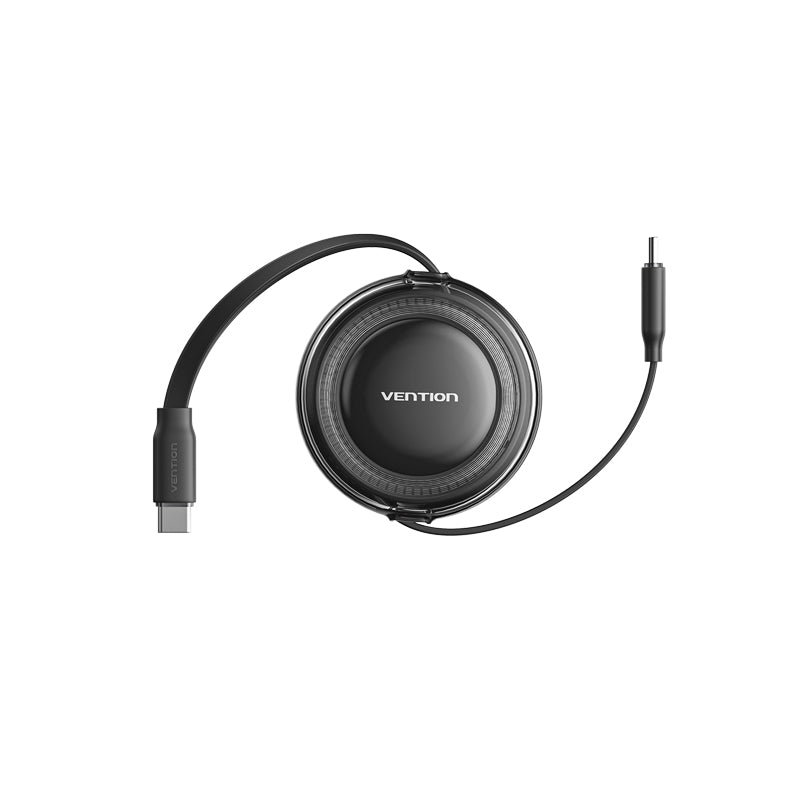 Vention USB 2.0 Type-C Male to Type-C Male 5A Retractable Cable 1M Black