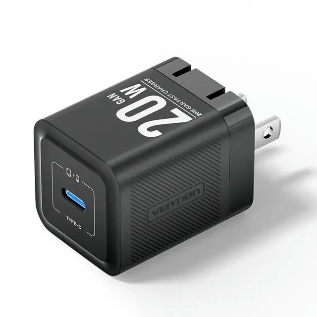 Vention 1-Port USB-C GaN Charger (20W) US-Plug Black - Vention