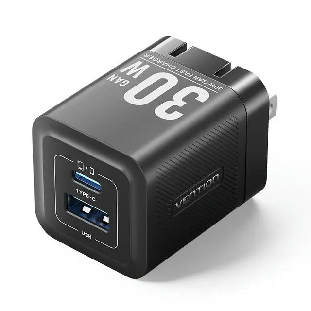 Vention 2-Port USB (C + A) GaN Charger (30W/30W) US Plug - Vention