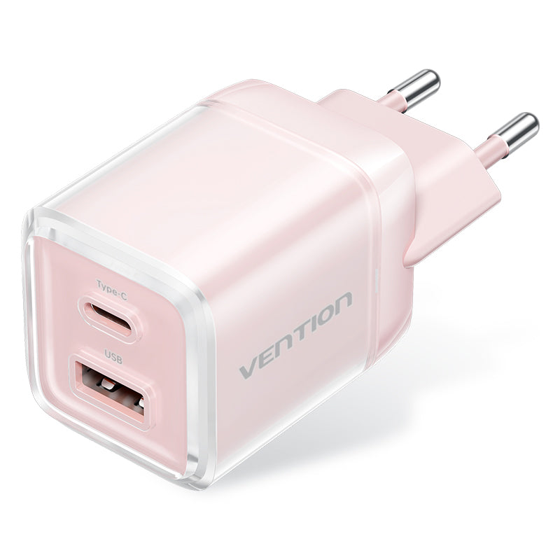 <tc>Vention</tc> 2-Port USB (C + A) GaN Ladegerät (70W/22,5W) EU-Stecker Transparent Grau