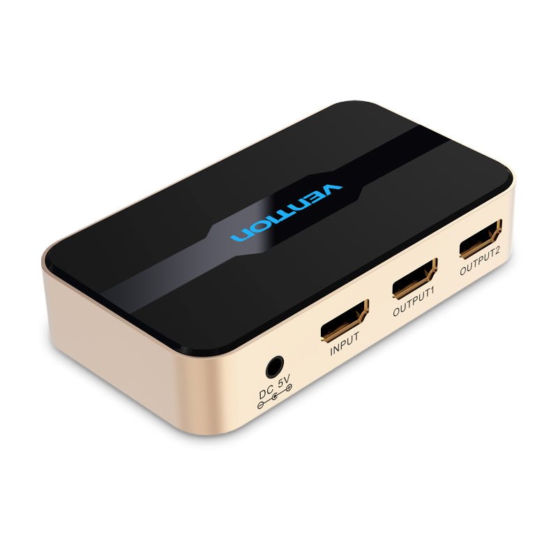 Vention 1 In 2 Out HDMI Splitter 4K@30Hz Gold Aluminum Alloy Type - Vention