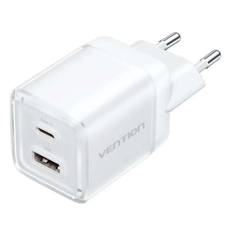 Vention 2-Port USB (C + A) GaN Charger (30W/30W) EU-Plug - Vention