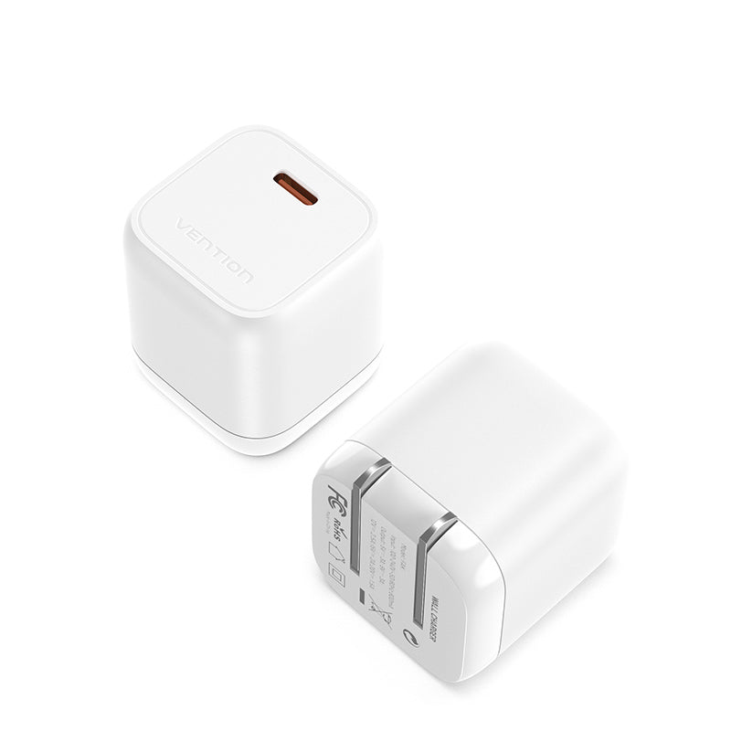 Vention 1-port USB-C GaN Charger(30W) US-Plug White