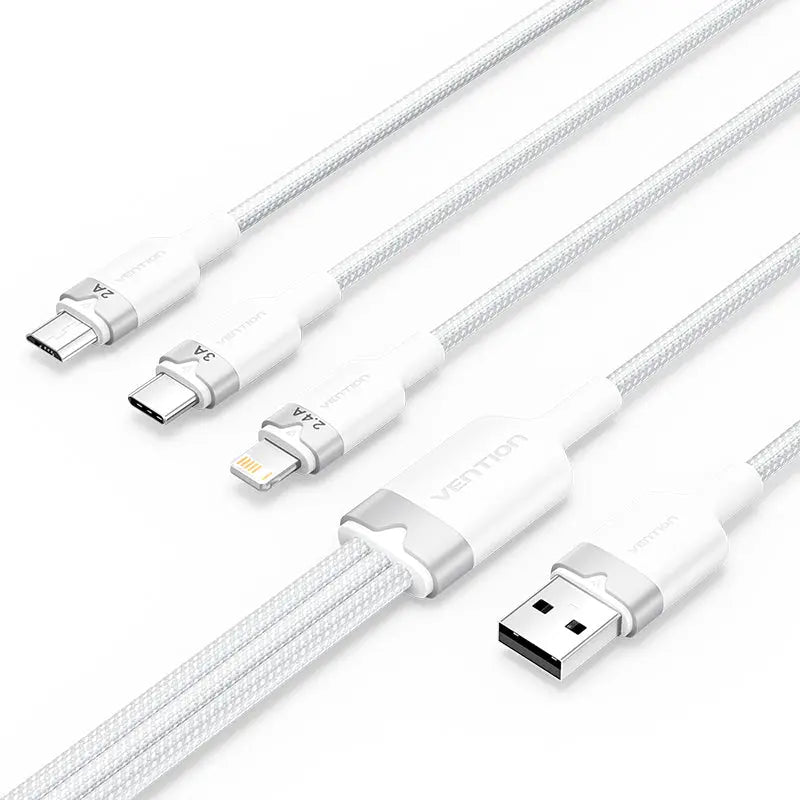 Vention USB 2.0 A Male to 3-in-1 USB-C & Lightning & Micro-B Male 3A Cable Aluminum Alloy Type - Vention