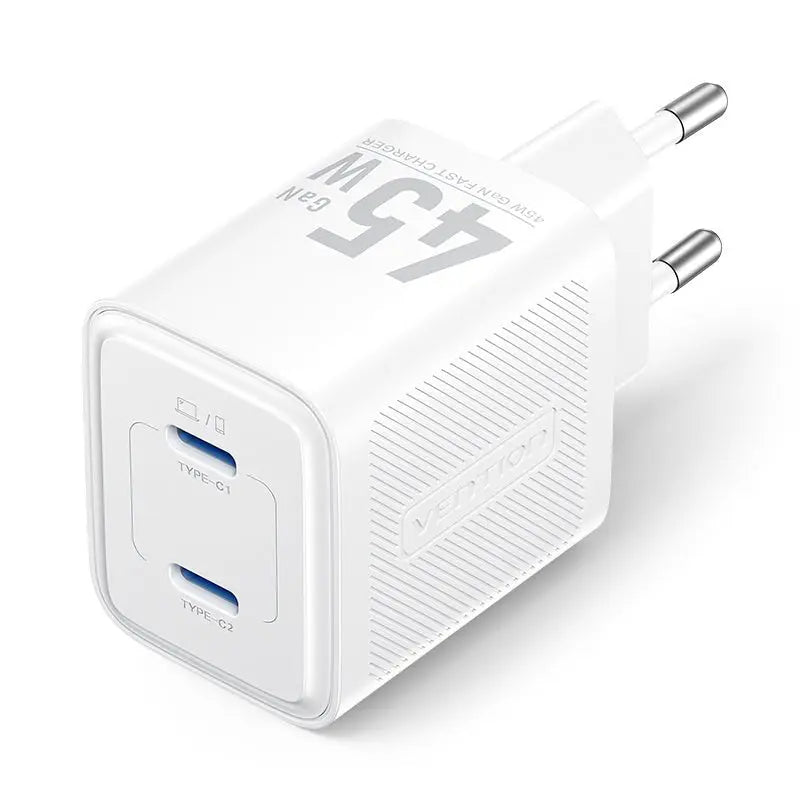 Vention 2-Port USB (C + C) GaN Charger (45W/45W) EU-Plug Black - Vention