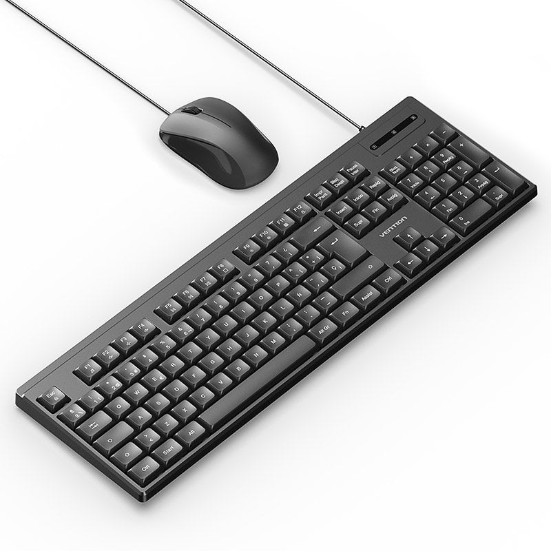 <tc>Vention</tc> Ensemble clavier et souris filaires USB silencieux, noir, fin et complet - Disposition espagnole