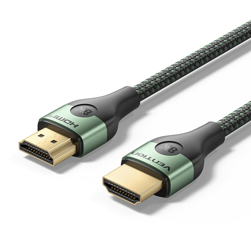 <tc>Vention</tc> Câble HDMI-A mâle vers mâle HD 8K ultra fin en coton tressé, vert, alliage d'aluminium