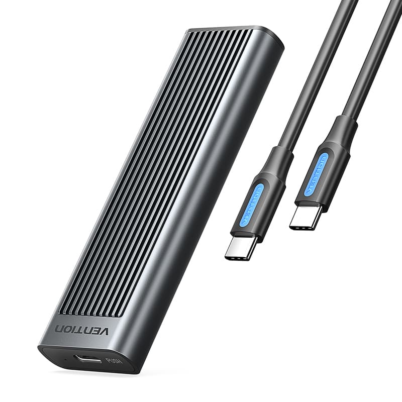 <tc>Vention</tc> M.2 NVMe- und SATA-SSD-Gehäuse (USB 3.2 Gen 2-C) mit Kühlkörper, graue Aluminiumlegierung