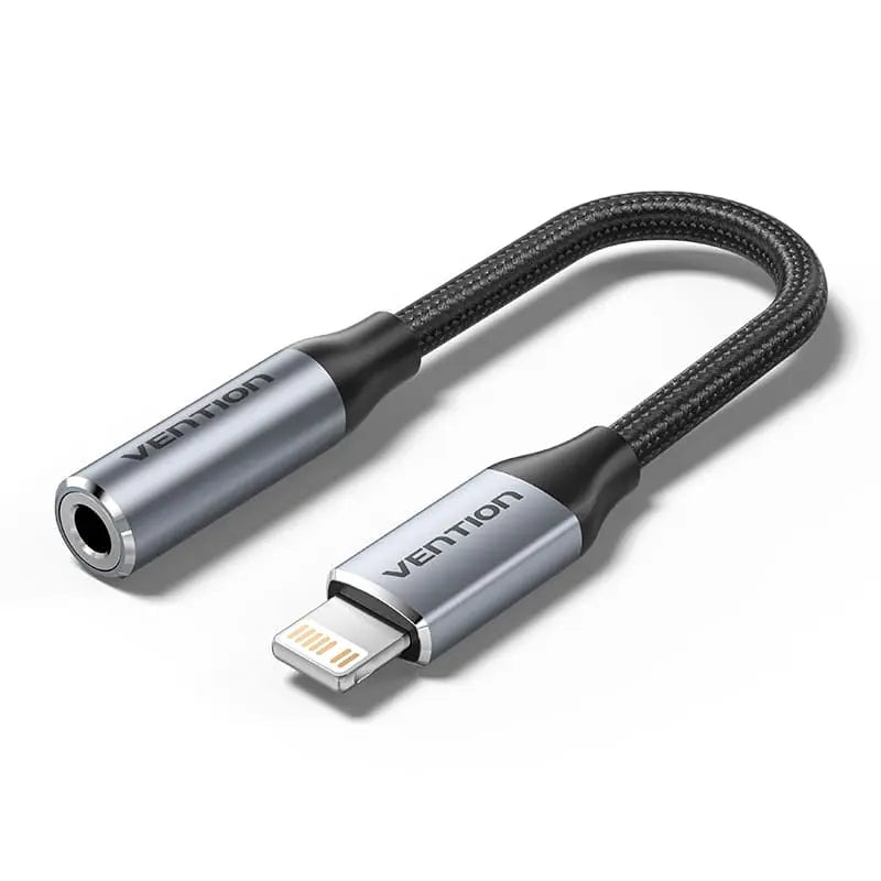 Vention Cotton Braided Lightning Male to 3.5MM Earphone Jack Adapter Aluminum Alloy Type - Vention