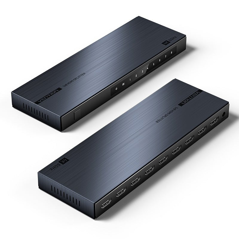 Vention 1-In & 8-Out HDMI™ Splitter 4K@60Hz Black Aluminum Alloy Type EU Standard - Vention