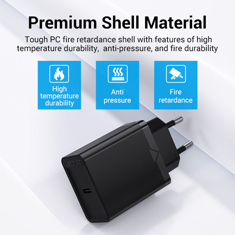 Vention 1-Port USB-C Wall Charger 20W EU-Plug