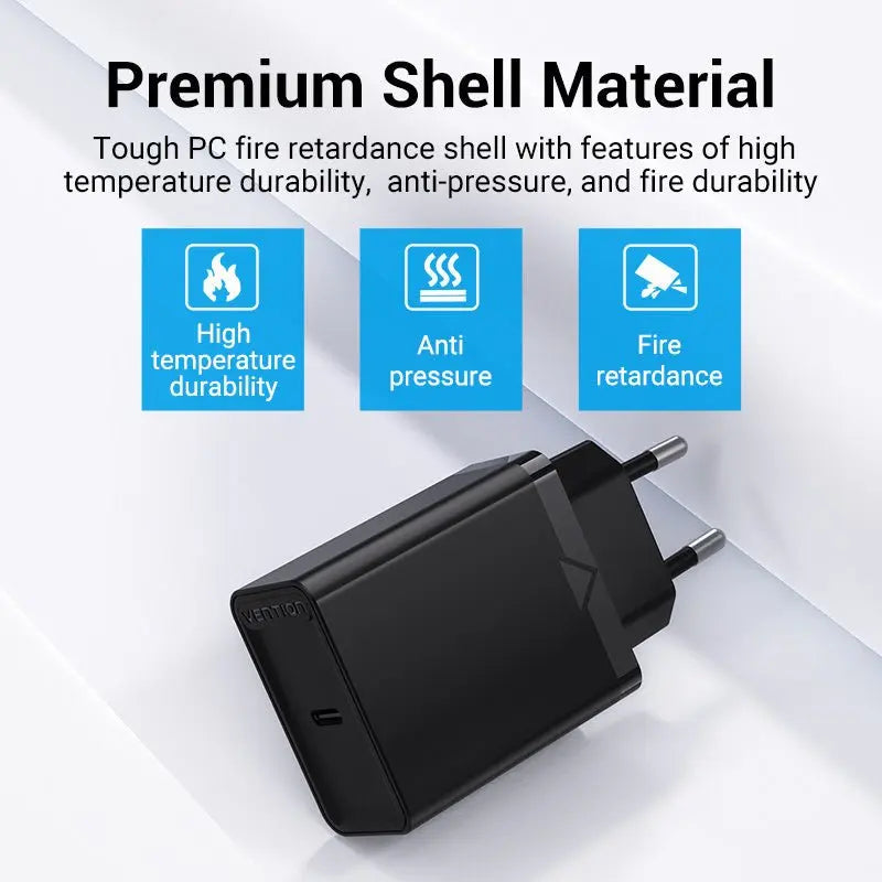 Vention 1-Port USB-C Wall Charger 20W EU-Plug - Vention