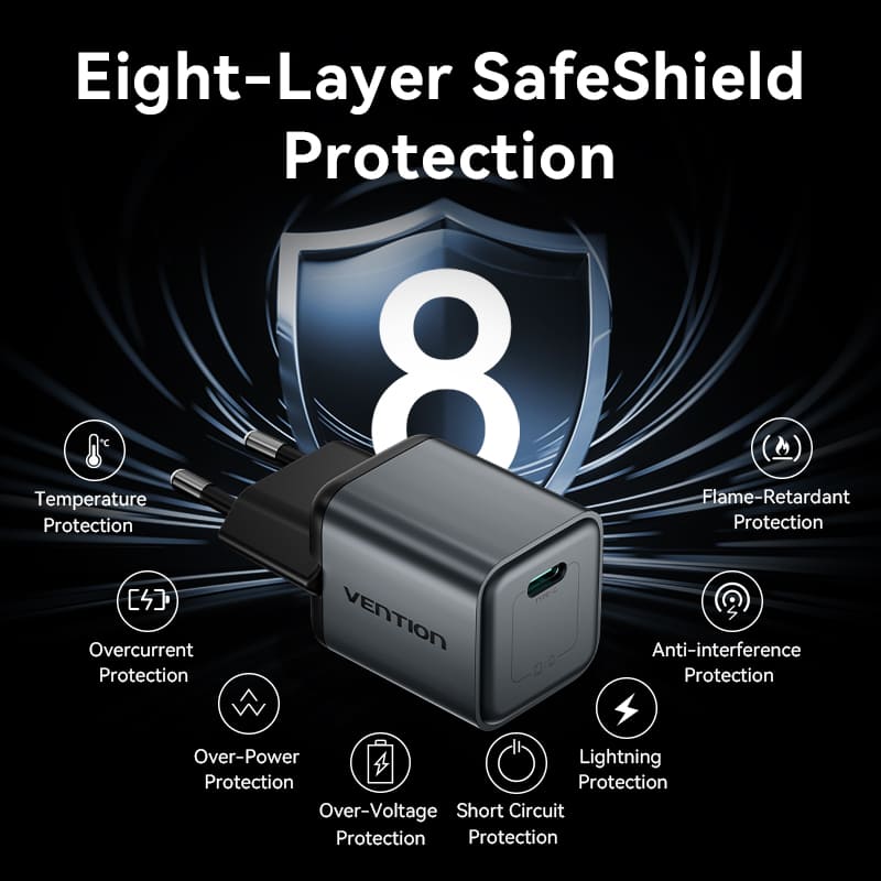 <tc>Vention</tc> Chargeur USB-C GaN 1 port 20 W, prise UE